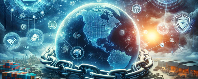 mando incatenato con con elementi cyber sullo sfondo