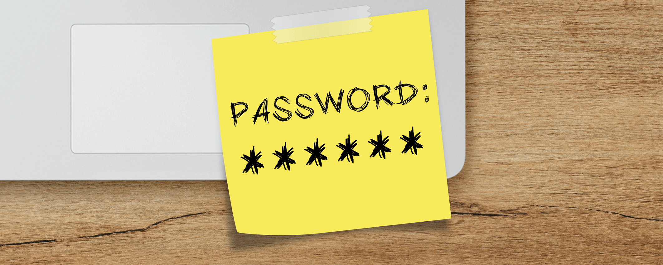 post it giallo appoggiato su un pc con scritto PASSWORD