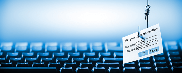 tastiera con sopra un amo per pescare i pesci e attaccato un foglietto con user name e password