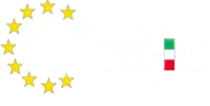 Logo Clusit in bianco con stelle gialle e bandiera dell'italia