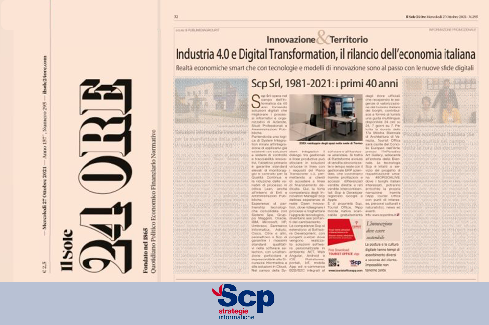pagina del sole 24 ore dove parlano dei 40 anni di Scp