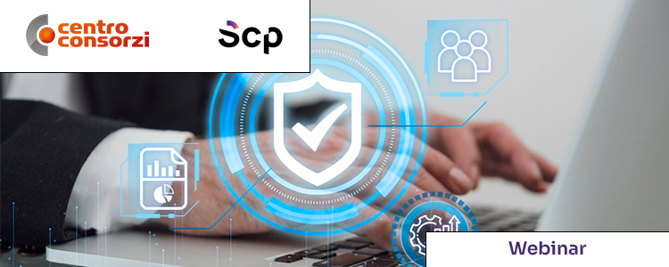 mani sul pc e davanti le icone dello scudo con una spunta, di persone, foglia di lavoro e ingranaggi con frecce